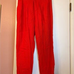 A New Day- Scarlet Linen High Waisted Trousers